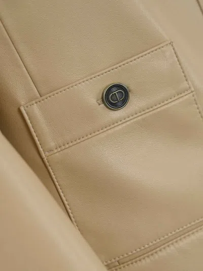Twinset Nappa Effect Jacket With Oval-t Buttons In Beige