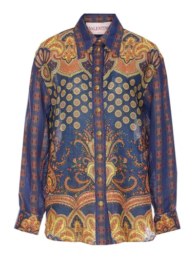 Valentino Garavani Printed Linen Shirt In White