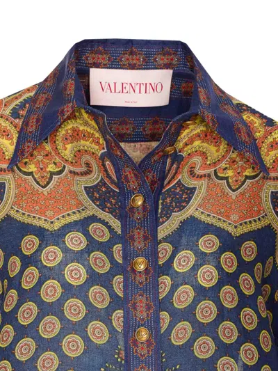 Valentino Garavani Printed Linen Shirt In White