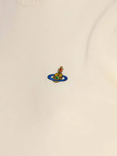 Vivienne Westwood Ribbed Hem Crewneck Top With Short Sleeves In White