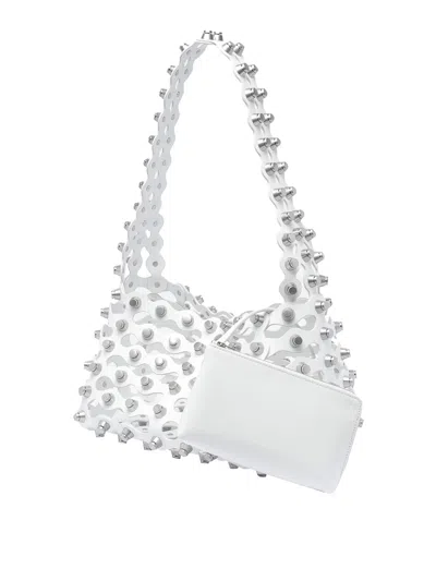 Alexander Wang Studded Shoulder Bag Open Top In White