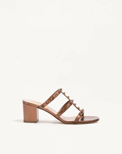 Valentino Garavani Studded Block Heel Leather Sandals In Neutral