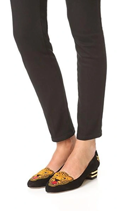 Shop Charlotte Olympia Mascot Flats In Black/gold