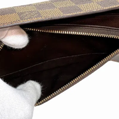 Pre-owned Louis Vuitton Brown Damier Canvas Damier Canvas Long Wallet (bi-fold) () In Brown, Damier Canvas
