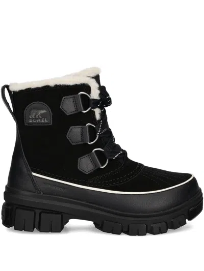 Sorel Tivoli V Wp Waterproof Boots In Black And Fawn In Black Suede