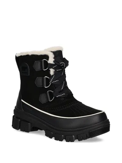 Sorel Tivoli V Wp Waterproof Boots In Black And Fawn In Black Suede