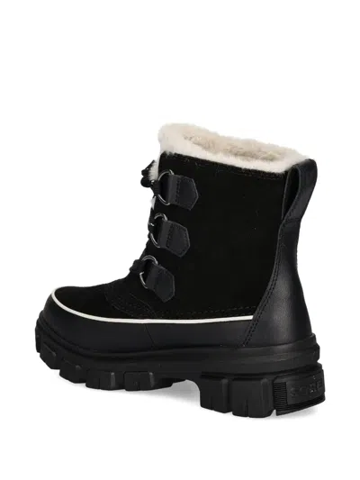 Sorel Tivoli V Wp Waterproof Boots In Black And Fawn In Black Suede