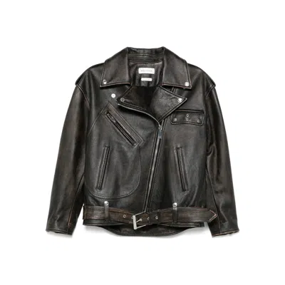 Alexander Mcqueen Oversized Antiqued Leather Biker Jacket