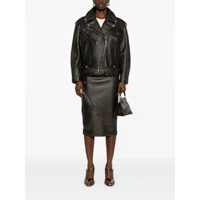 Alexander Mcqueen Oversized Antiqued Leather Biker Jacket