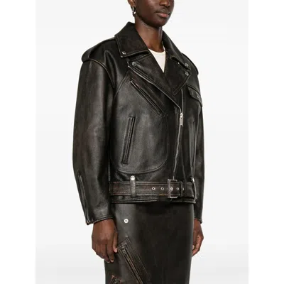 Alexander Mcqueen Oversized Antiqued Leather Biker Jacket