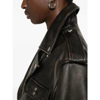 Alexander Mcqueen Oversized Antiqued Leather Biker Jacket