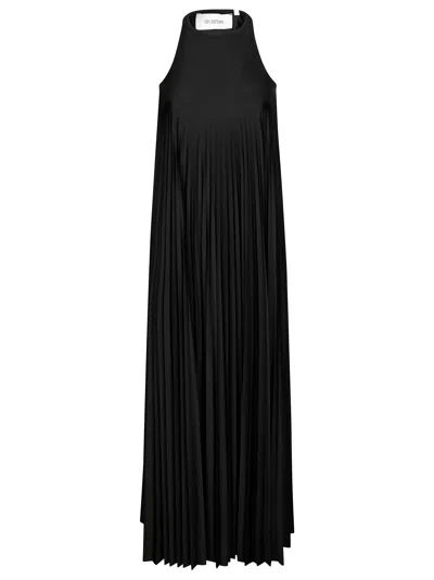 Sportmax Verdier Fluid Plisse Long Dress In Black