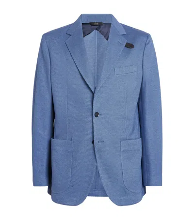 Brioni Silk And Cotton Jersey Blazer In Blue