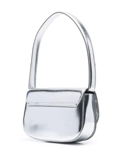 Diesel 1dr Mirror Leather Shoulder Bag In Silver