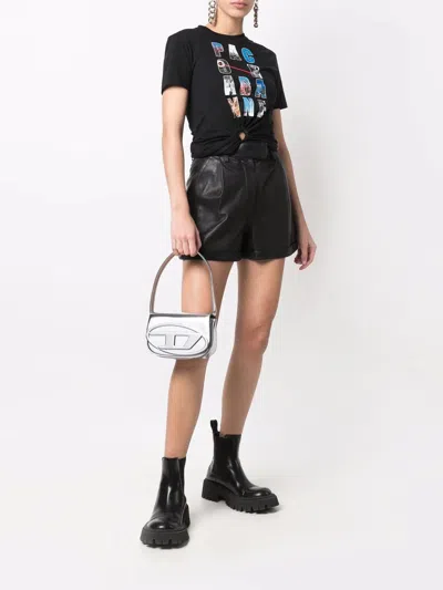 Diesel 1dr Mirror Leather Shoulder Bag In Silver