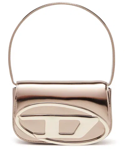 Diesel 1dr Mirror Leather Shoulder Bag In Silver