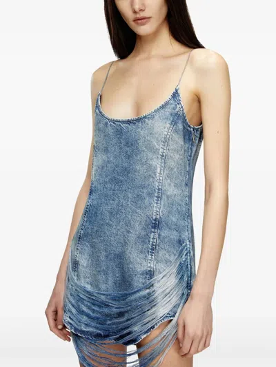 Diesel Sleek Fitted Dress With Gathered Hem Detail In Blue