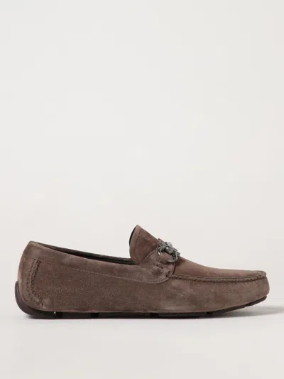 Ferragamo Gancini Loafers In Brown