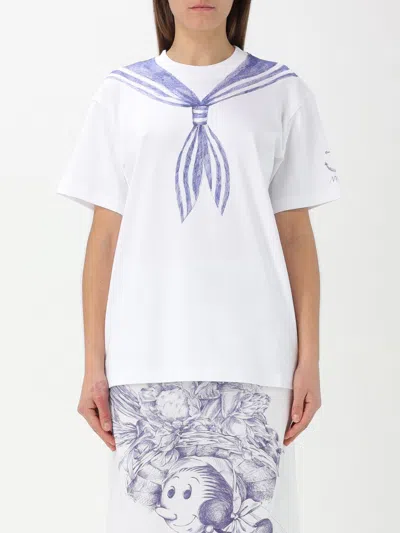 Moschino White T-shirt With Trompe Loeil Nautical Scarf Effect In White