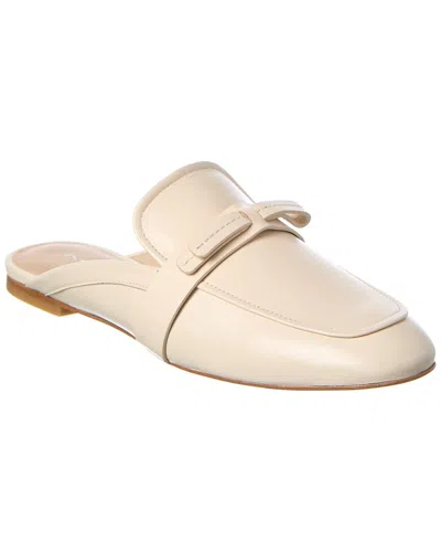 Stuart Weitzman Emma Bow Leather Mule In White