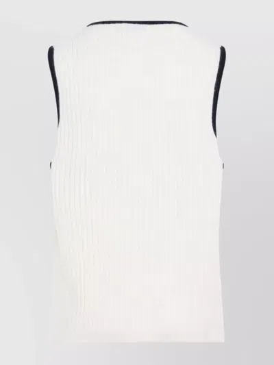 Miu Miu Sleeveless Ribbed Cashmere Gilet In White