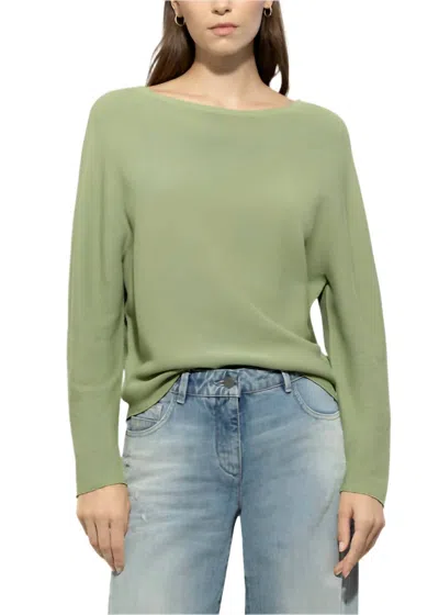 Luisa Cerano Left-structure Sweater In Easy Green In Multi