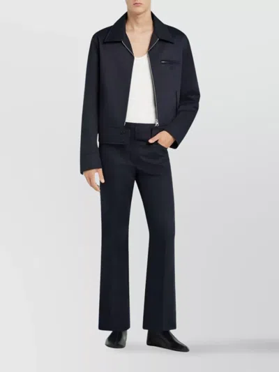 Courrèges Collared Jacket Zip-fastening Side Pockets In Blue