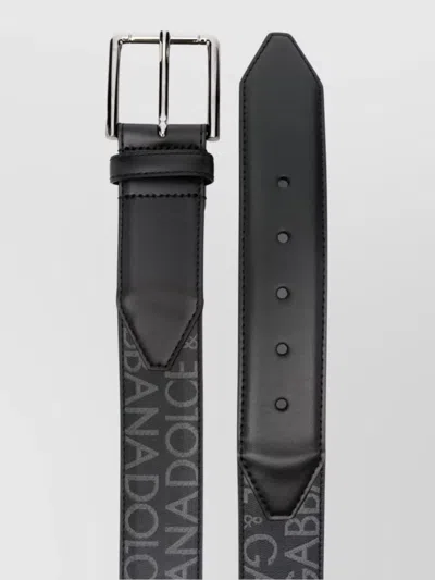 Dolce & Gabbana Belt Canvas Composition Perforated Holes In Black