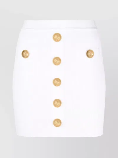 Balmain Viscose Blend Skirt With Iconic Buttons In White
