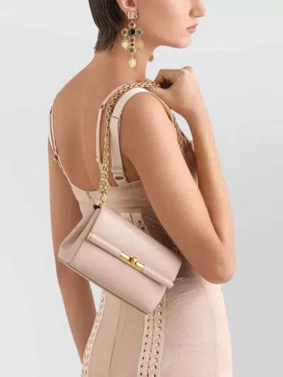 Dolce & Gabbana Small Marlene Satin Shoulder Bag In Dark Beige