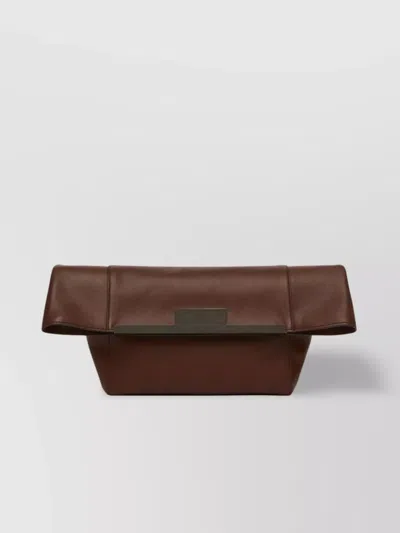 Max Mara Maxmara Women Mmclaspclutch - Small Natural Leather Clutch Bag In Brown