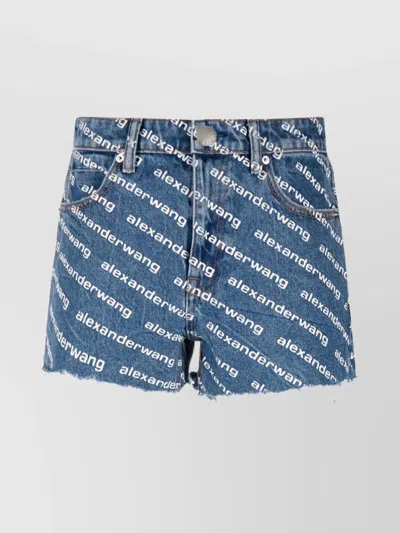 Alexander Wang Bite Logo Cotton Denim Shorts In Multicolor
