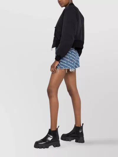 Alexander Wang Bite Logo Cotton Denim Shorts In Multicolor