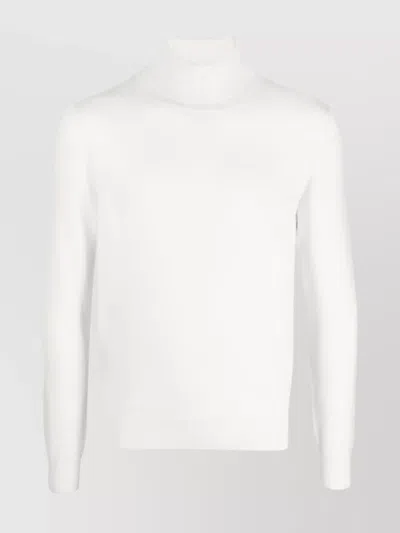 Malo Shaved Cyclist Turtleneck Knit Sweater In White