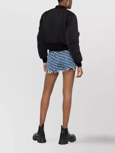 Alexander Wang Bite Logo Cotton Denim Shorts In Multicolor
