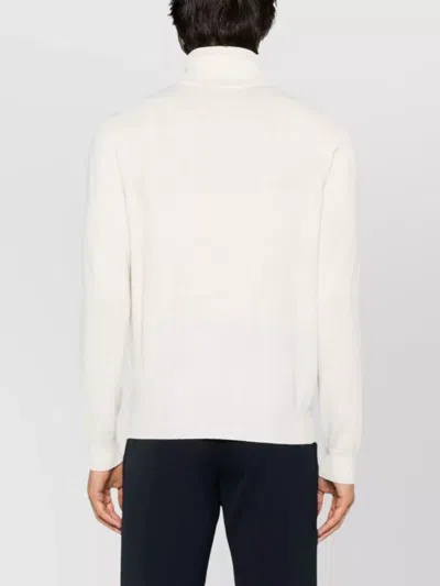 Malo Shaved Cyclist Turtleneck Knit Sweater In White