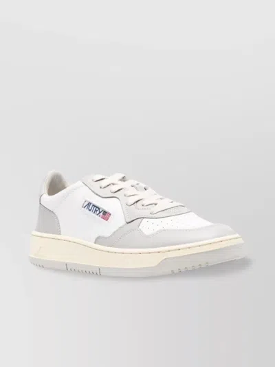Autry Medalist White And Grey Low Top Sneakers With Logo Detail In Leather Man In White