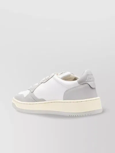 Autry Medalist White And Grey Low Top Sneakers With Logo Detail In Leather Man In White