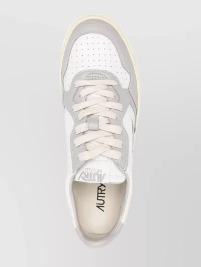 Autry Medalist White And Grey Low Top Sneakers With Logo Detail In Leather Man In White