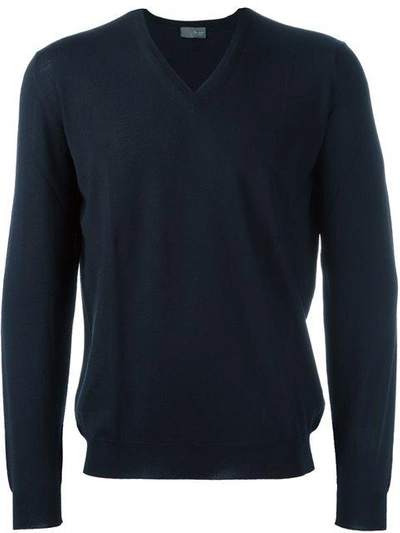 Drumohr V Neck Jumper In Blue