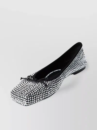 Alexander Wang Satin Ballerinas With All-over Rhinestones In Animal Print