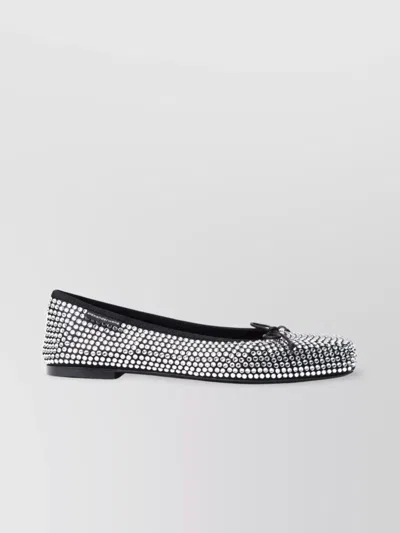 Alexander Wang Satin Ballerinas With All-over Rhinestones In Animal Print