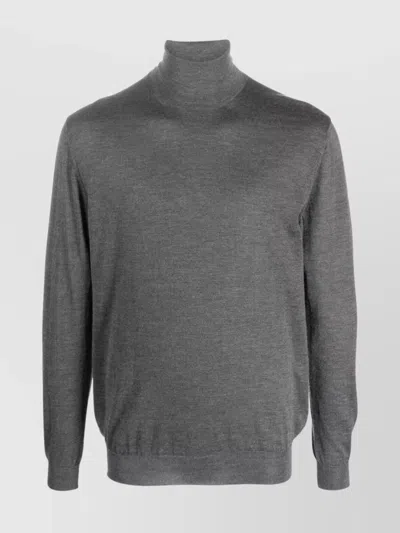 Malo Shaved Cyclist Turtleneck Sweater With Ribbed Finish In Gray