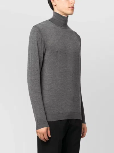 Malo Shaved Cyclist Turtleneck Sweater With Ribbed Finish In Gray