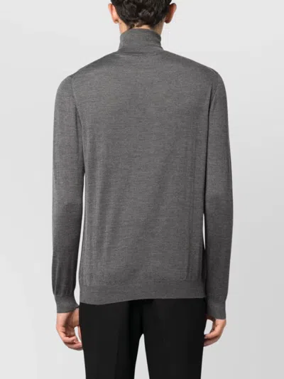 Malo Shaved Cyclist Turtleneck Sweater With Ribbed Finish In Gray