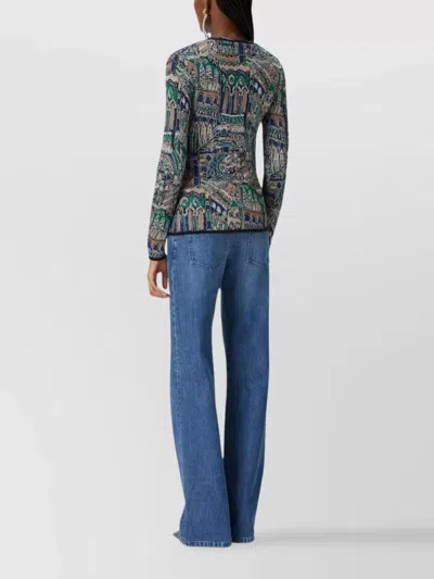 Missoni Abstract Fantasy Buttoned Cardigan With Contrasting Edge In Blue