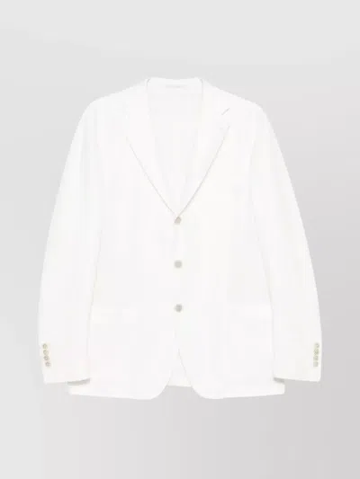 Eleventy Structured Single-breasted Jacket Notch Lapels In White