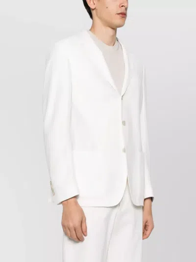 Eleventy Structured Single-breasted Jacket Notch Lapels In White