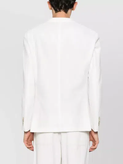 Eleventy Structured Single-breasted Jacket Notch Lapels In White