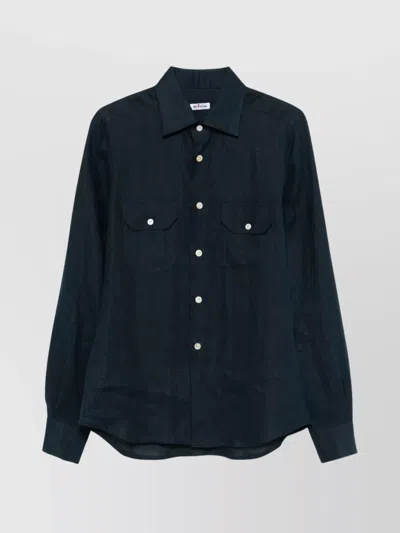 Kiton Collared Shirt With Pockets And Long Sleeves In Blue